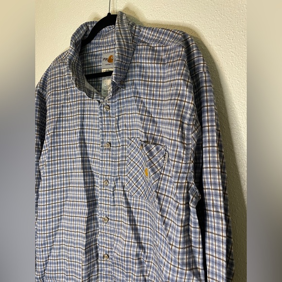Carhartt Flame-Resistant Long-Sleeve Button Down Shirt Blue 2XL‎ Outdoor Work - Picture 5 of 8